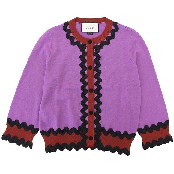 Gucci Sweaters - Gucci Wool Cardigan Tops Ladies Purple X Black X Red L 423644 L